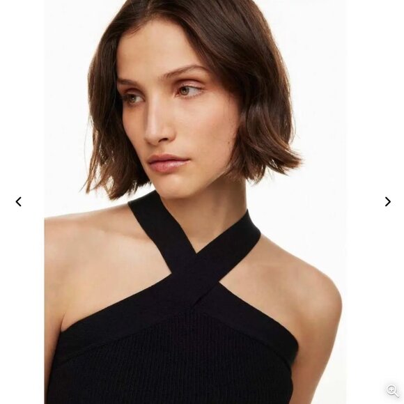 Aritzia Babaton Sculpt Knit Criss Cross Halter Neck Dress Black (XS) - Picture 2 of 4